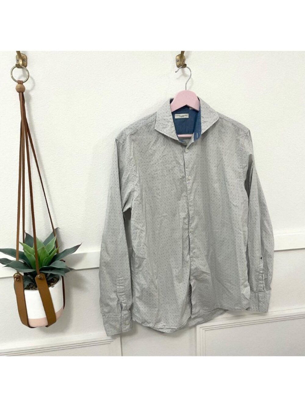 Singer + Sargent Grey Printed Long Sleeve Top Size M Dot - Picture 2 of 5